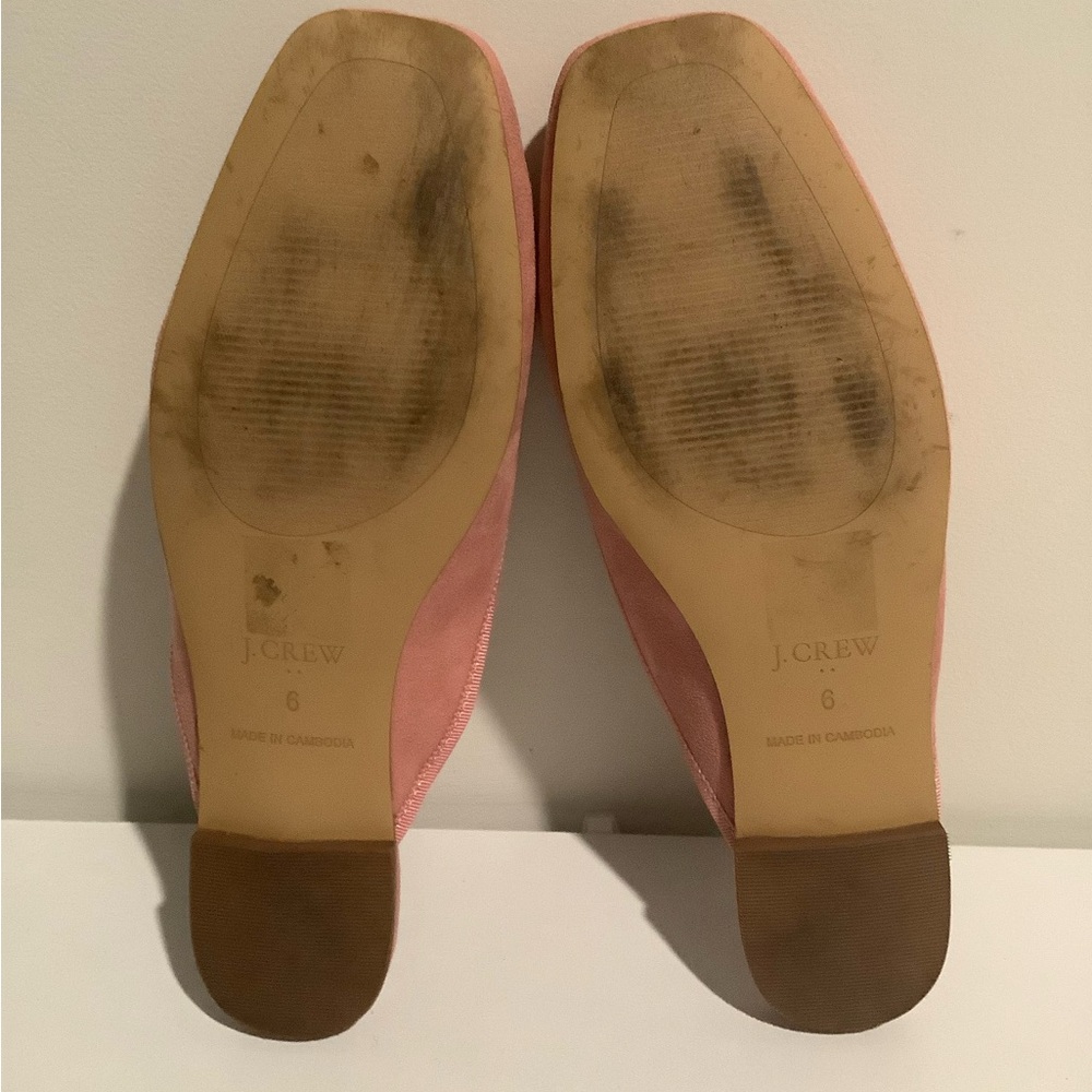 J. Crew Pink Suede Flat Mule Slides Size 6 - Picture 4 of 5